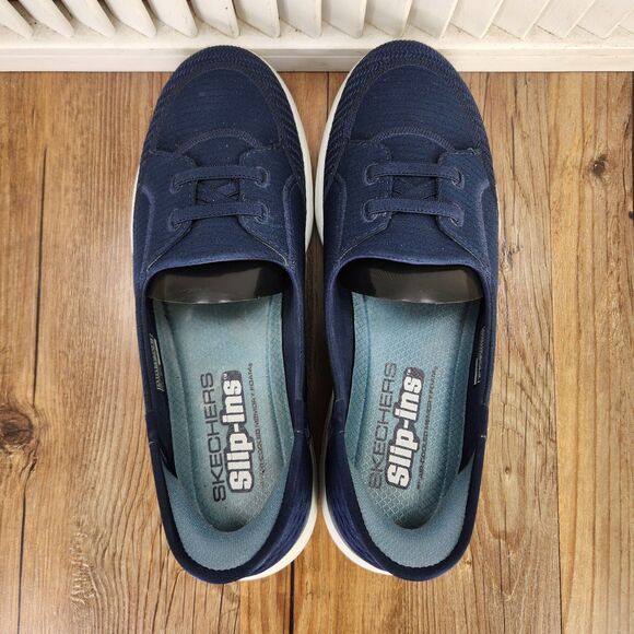 Skechers Slip-Ins On-The-Go Flex-Top Notch Womens Sz 8.5 Navy Blue Slip On Shoes - Picture 5 of 9